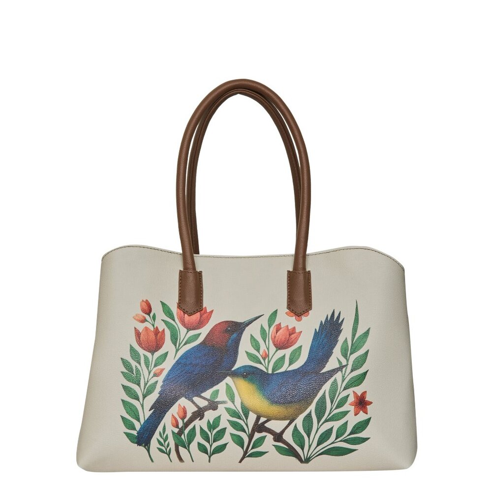 Printed Vegan Leather Top Handle Carryall Tote Bag for Women- Work, Daily Use